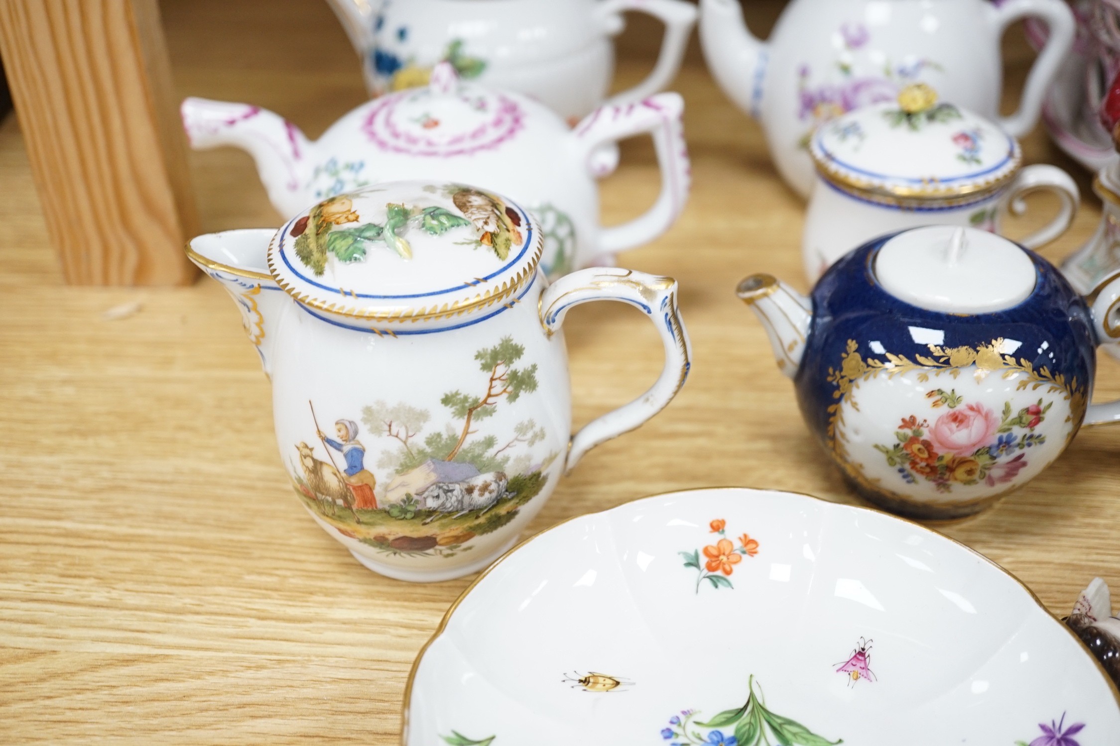 A mixed collection of 19th century and later continental porcelain